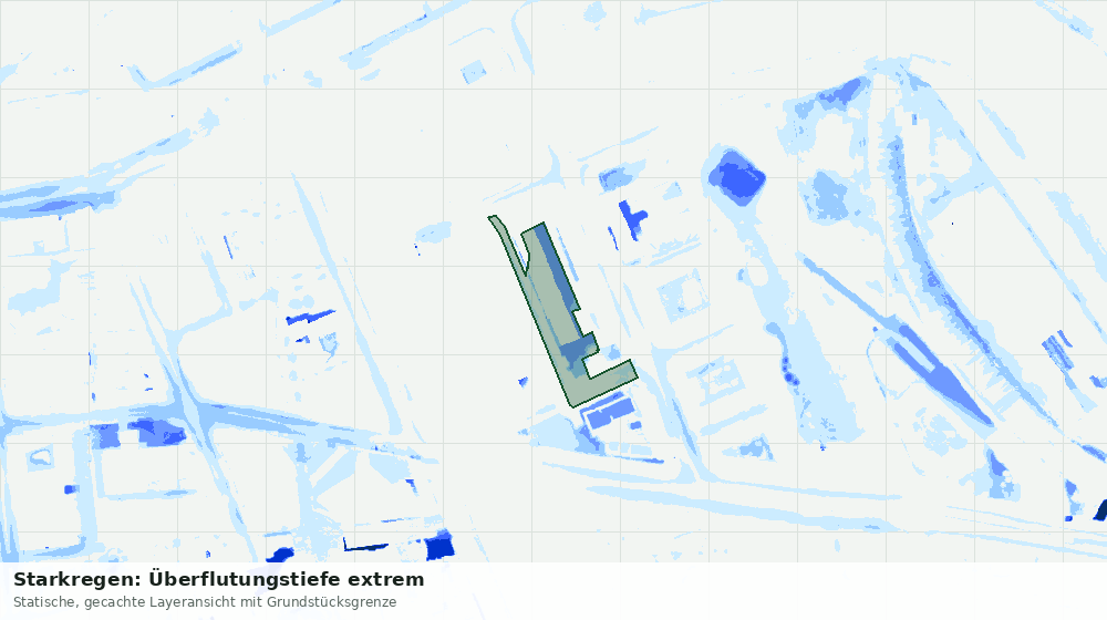 Statische Kartenansicht: Starkregen: Überflutungstiefe extrem