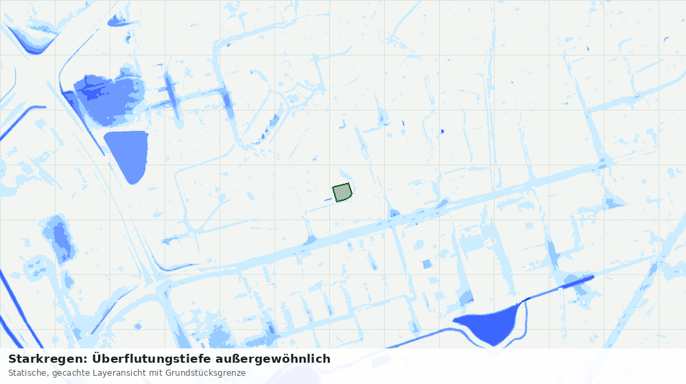 Statische Kartenansicht: Starkregen: Überflutungstiefe außergewöhnlich