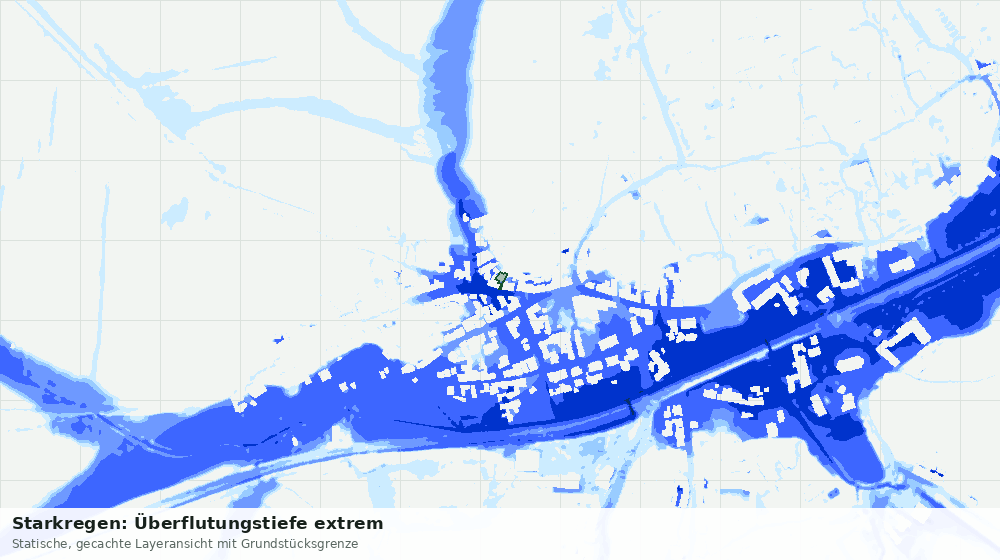 Statische Kartenansicht: Starkregen: Überflutungstiefe extrem