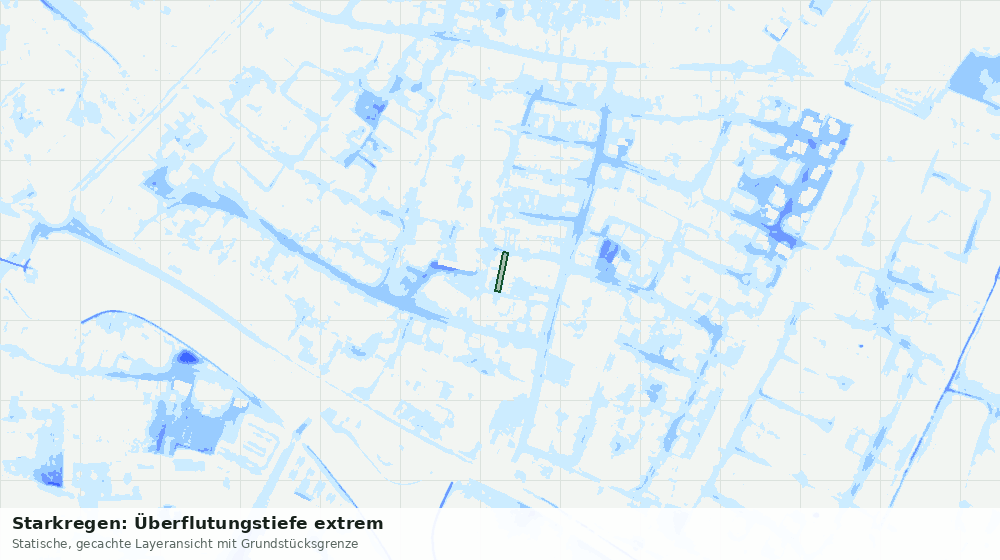 Statische Kartenansicht: Starkregen: Überflutungstiefe extrem