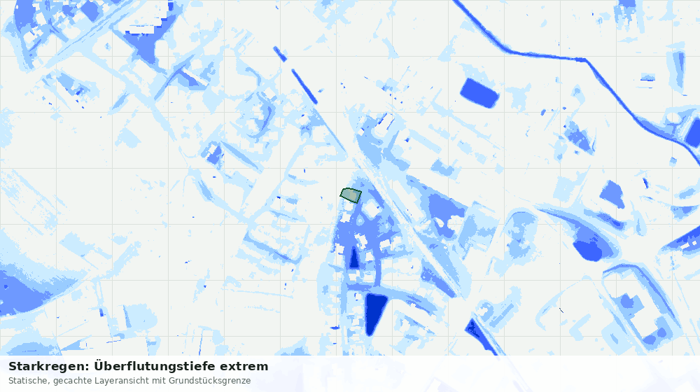 Statische Kartenansicht: Starkregen: Überflutungstiefe extrem