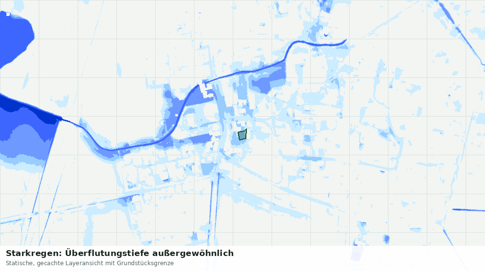 Statische Kartenansicht: Starkregen: Überflutungstiefe außergewöhnlich