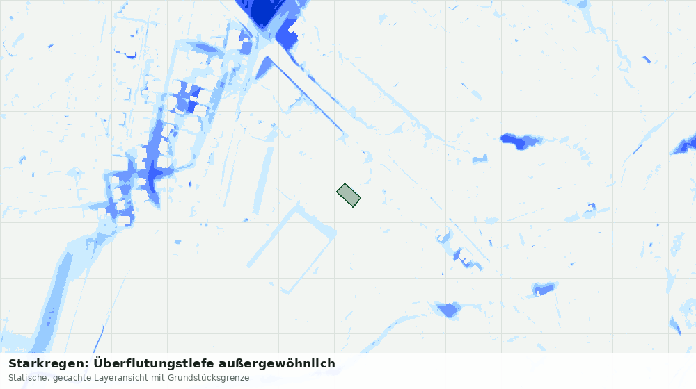 Statische Kartenansicht: Starkregen: Überflutungstiefe außergewöhnlich