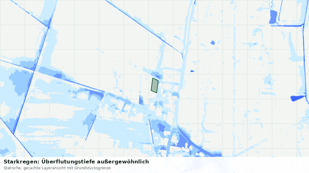 Statische Kartenansicht: Starkregen: Überflutungstiefe außergewöhnlich