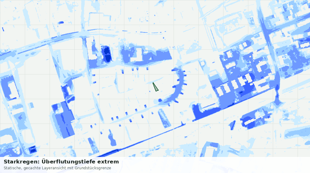 Statische Kartenansicht: Starkregen: Überflutungstiefe extrem