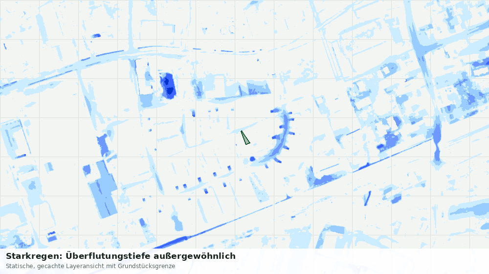 Statische Kartenansicht: Starkregen: Überflutungstiefe außergewöhnlich