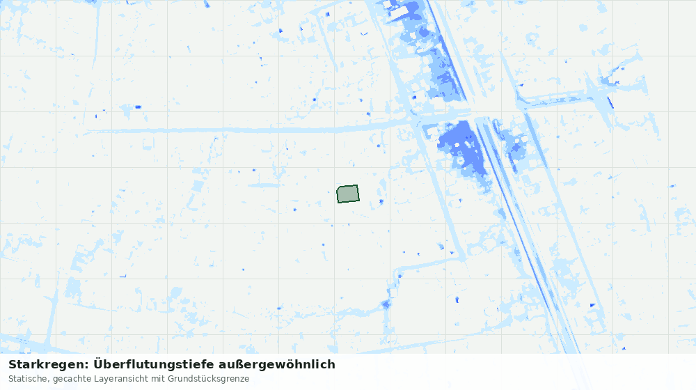 Statische Kartenansicht: Starkregen: Überflutungstiefe außergewöhnlich