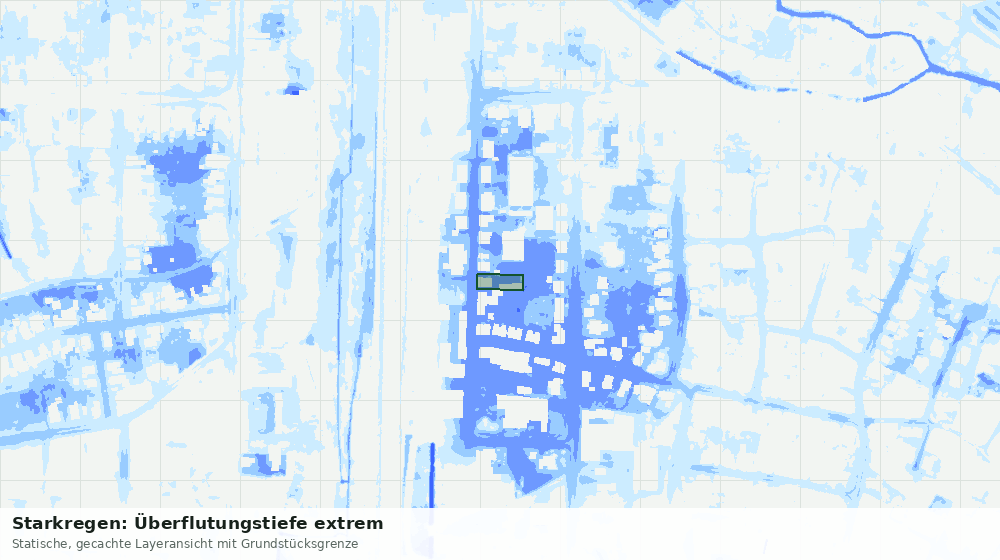 Statische Kartenansicht: Starkregen: Überflutungstiefe extrem