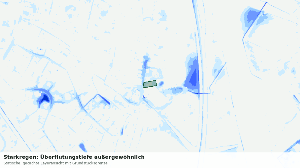 Statische Kartenansicht: Starkregen: Überflutungstiefe außergewöhnlich