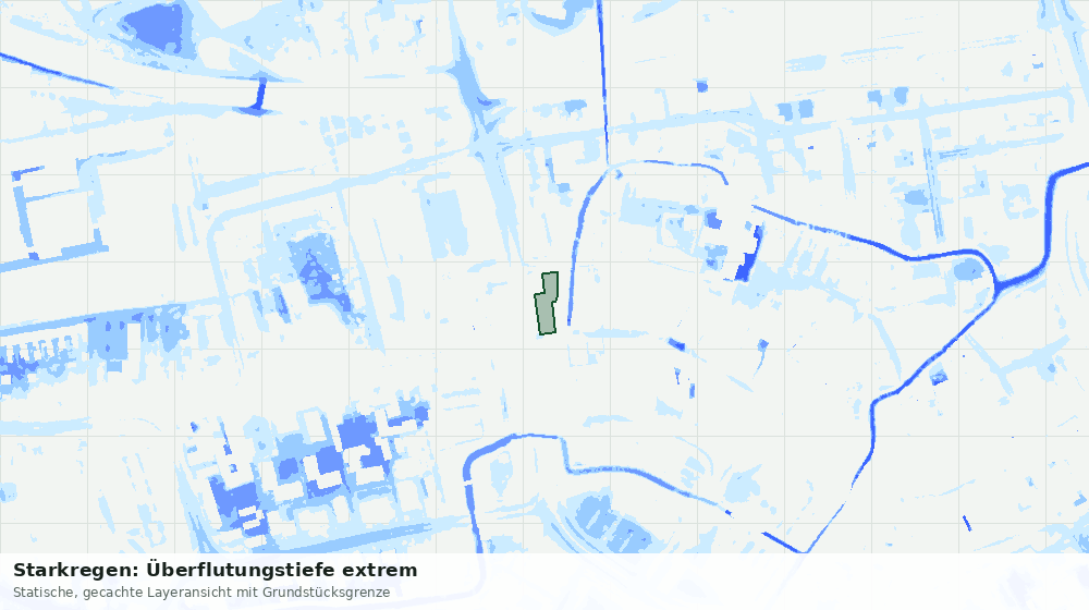 Statische Kartenansicht: Starkregen: Überflutungstiefe extrem