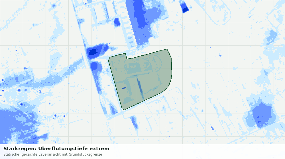 Statische Kartenansicht: Starkregen: Überflutungstiefe extrem