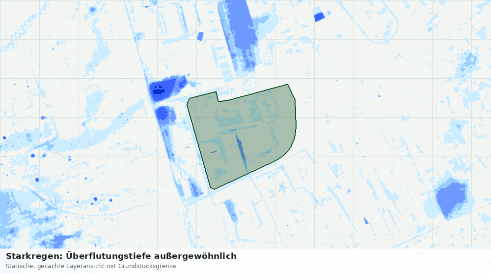 Statische Kartenansicht: Starkregen: Überflutungstiefe außergewöhnlich