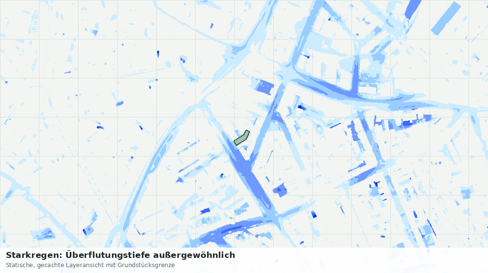 Statische Kartenansicht: Starkregen: Überflutungstiefe außergewöhnlich
