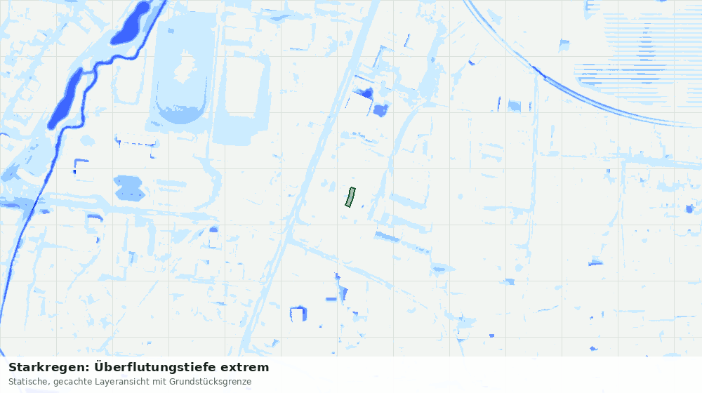 Statische Kartenansicht: Starkregen: Überflutungstiefe extrem