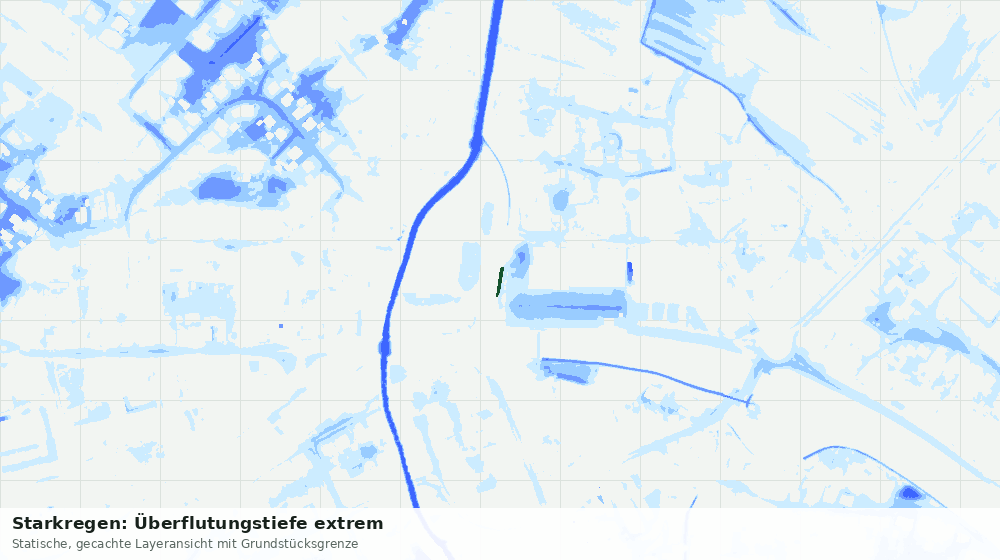 Statische Kartenansicht: Starkregen: Überflutungstiefe extrem