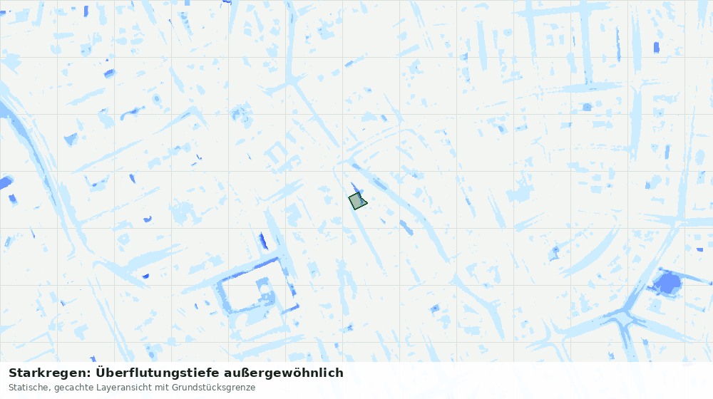 Statische Kartenansicht: Starkregen: Überflutungstiefe außergewöhnlich