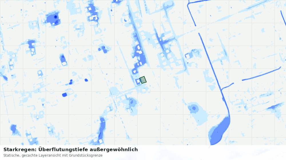 Statische Kartenansicht: Starkregen: Überflutungstiefe außergewöhnlich
