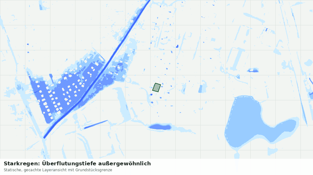 Statische Kartenansicht: Starkregen: Überflutungstiefe außergewöhnlich
