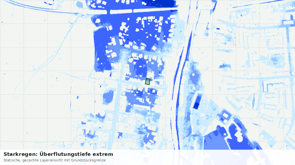 Statische Kartenansicht: Starkregen: Überflutungstiefe extrem