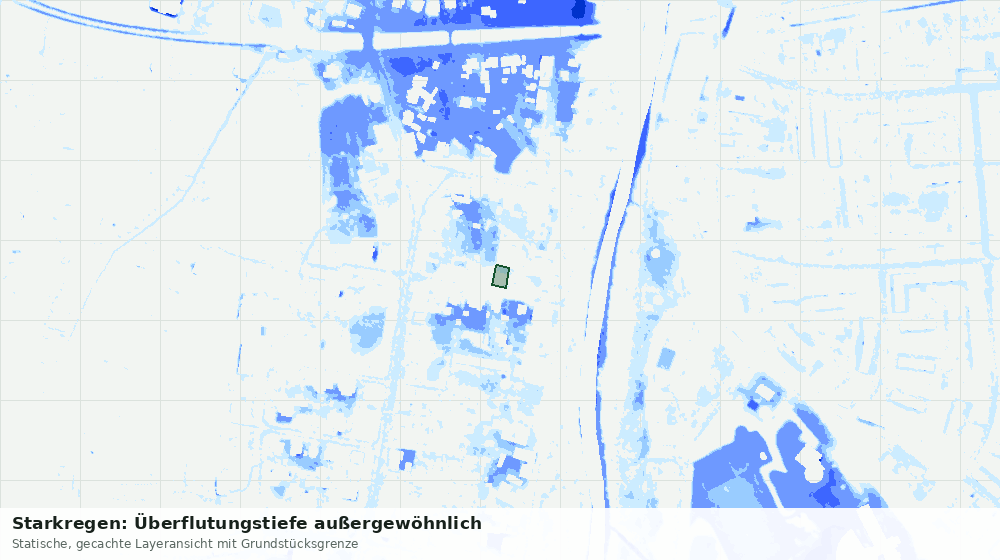 Statische Kartenansicht: Starkregen: Überflutungstiefe außergewöhnlich