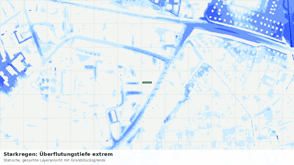Statische Kartenansicht: Starkregen: Überflutungstiefe extrem