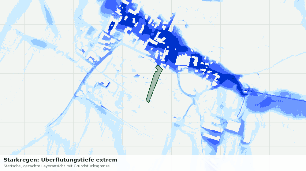 Statische Kartenansicht: Starkregen: Überflutungstiefe extrem