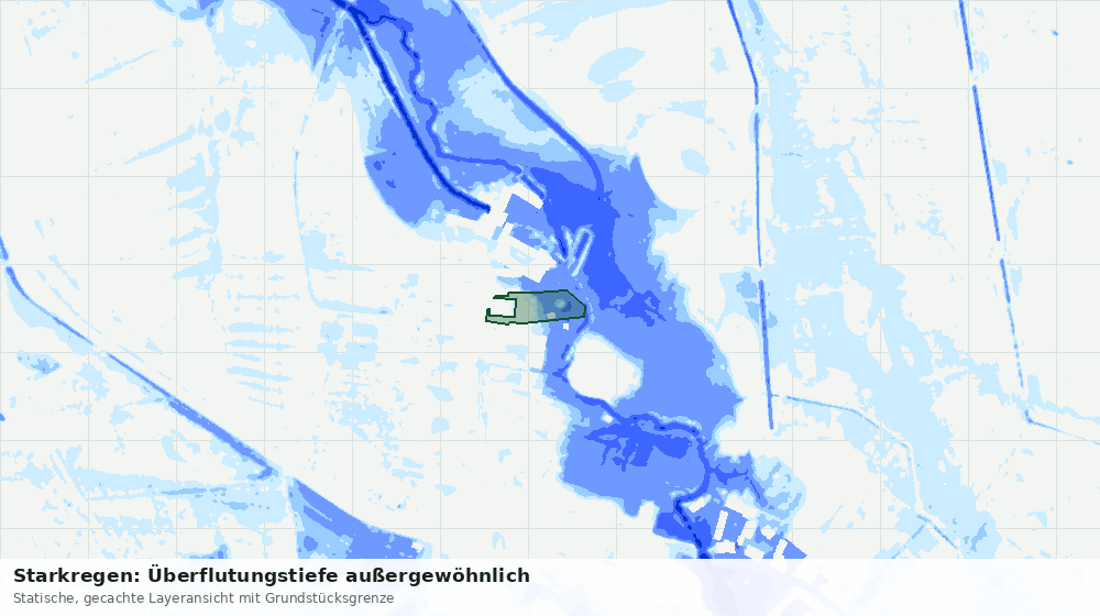 Statische Kartenansicht: Starkregen: Überflutungstiefe außergewöhnlich