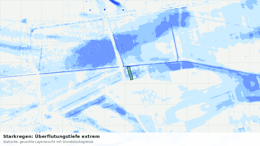 Statische Kartenansicht: Starkregen: Überflutungstiefe extrem
