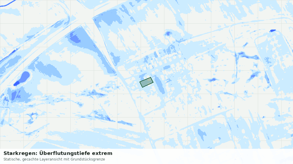 Statische Kartenansicht: Starkregen: Überflutungstiefe extrem