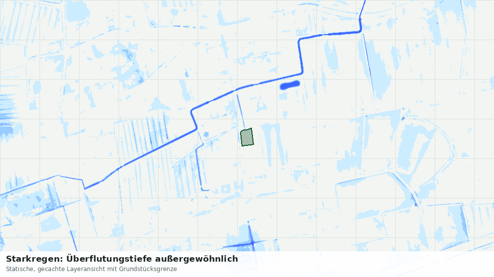 Statische Kartenansicht: Starkregen: Überflutungstiefe außergewöhnlich