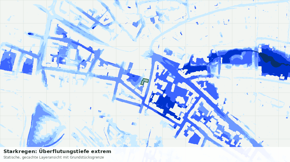 Statische Kartenansicht: Starkregen: Überflutungstiefe extrem