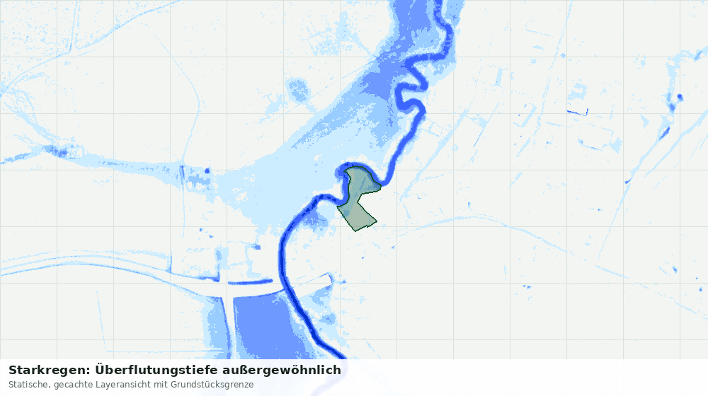 Statische Kartenansicht: Starkregen: Überflutungstiefe außergewöhnlich