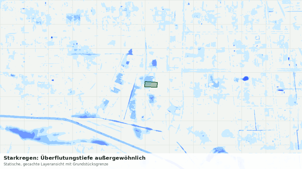 Statische Kartenansicht: Starkregen: Überflutungstiefe außergewöhnlich