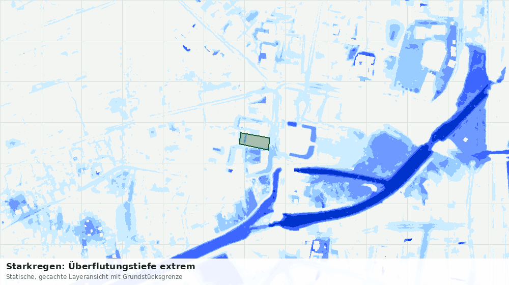Statische Kartenansicht: Starkregen: Überflutungstiefe extrem