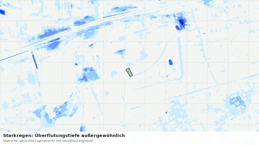 Statische Kartenansicht: Starkregen: Überflutungstiefe außergewöhnlich