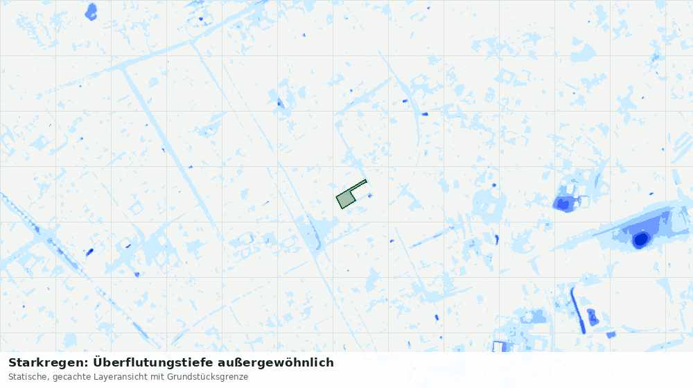 Statische Kartenansicht: Starkregen: Überflutungstiefe außergewöhnlich