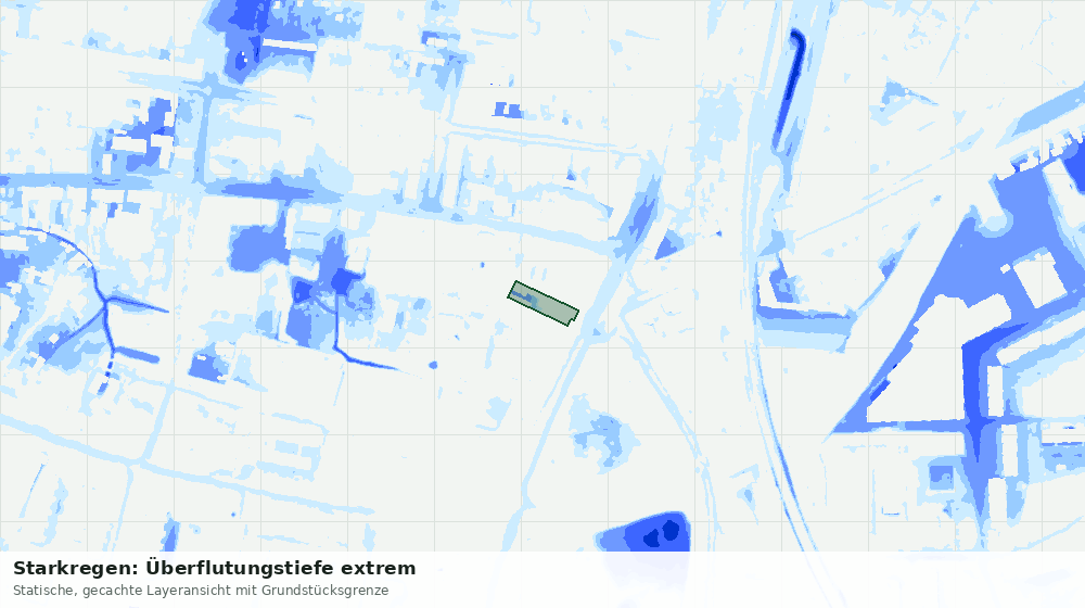 Statische Kartenansicht: Starkregen: Überflutungstiefe extrem
