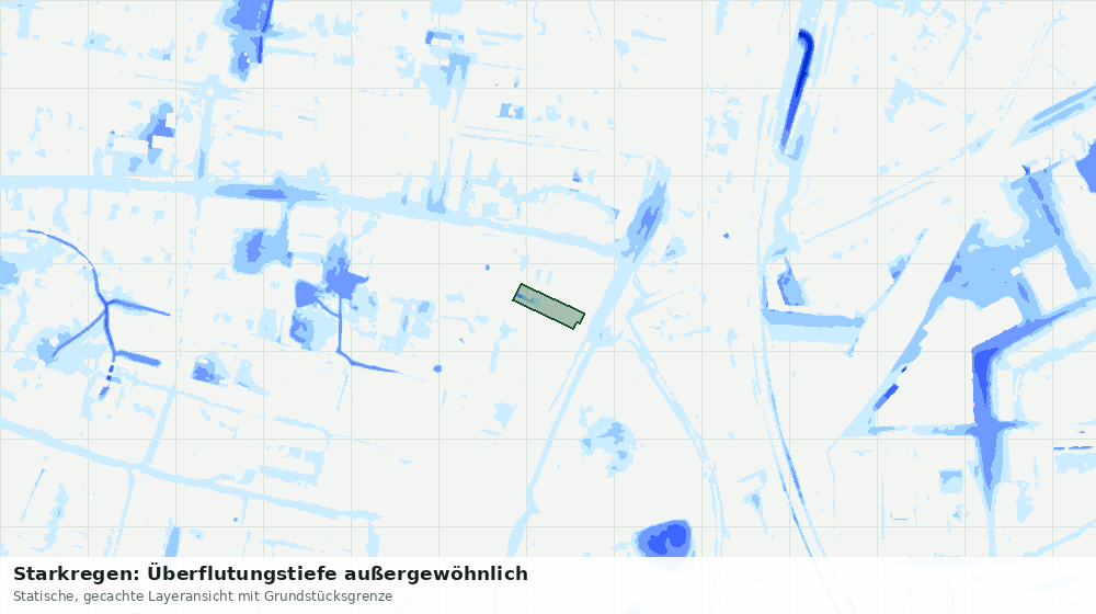 Statische Kartenansicht: Starkregen: Überflutungstiefe außergewöhnlich