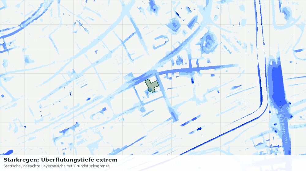 Statische Kartenansicht: Starkregen: Überflutungstiefe extrem