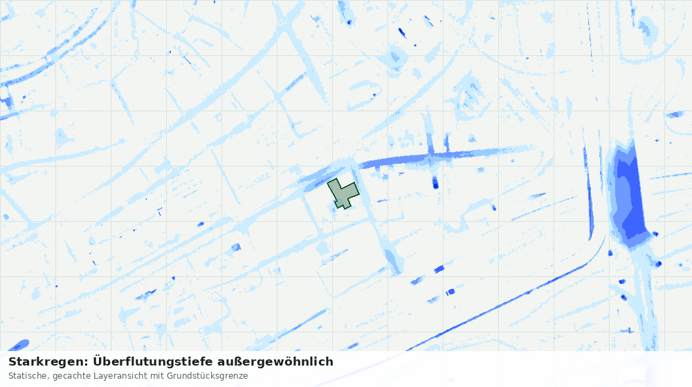 Statische Kartenansicht: Starkregen: Überflutungstiefe außergewöhnlich