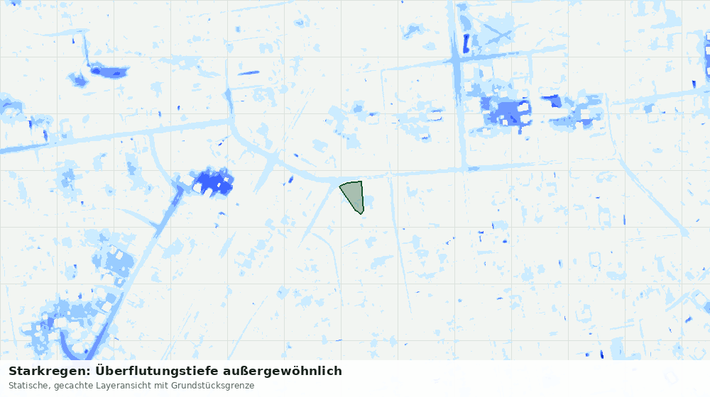 Statische Kartenansicht: Starkregen: Überflutungstiefe außergewöhnlich