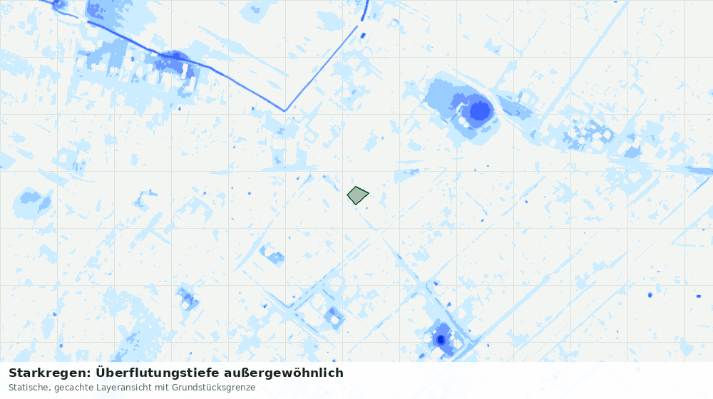 Statische Kartenansicht: Starkregen: Überflutungstiefe außergewöhnlich