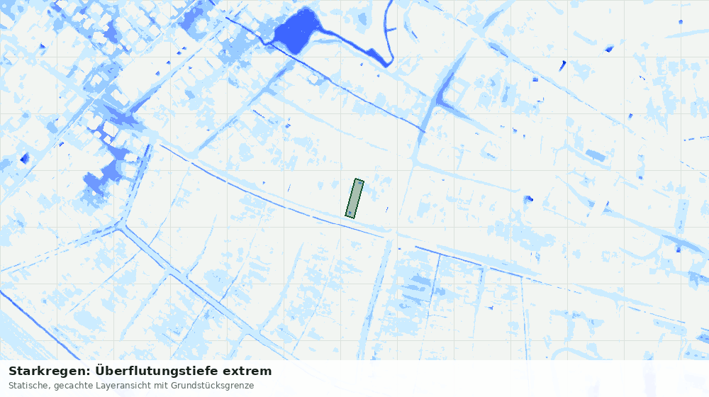 Statische Kartenansicht: Starkregen: Überflutungstiefe extrem