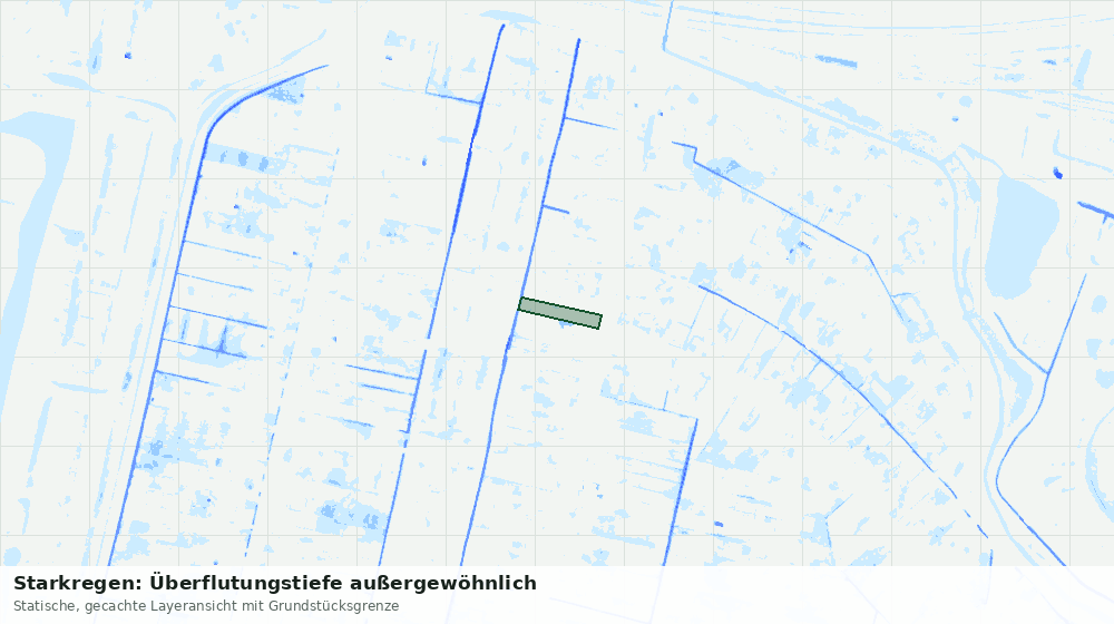 Statische Kartenansicht: Starkregen: Überflutungstiefe außergewöhnlich