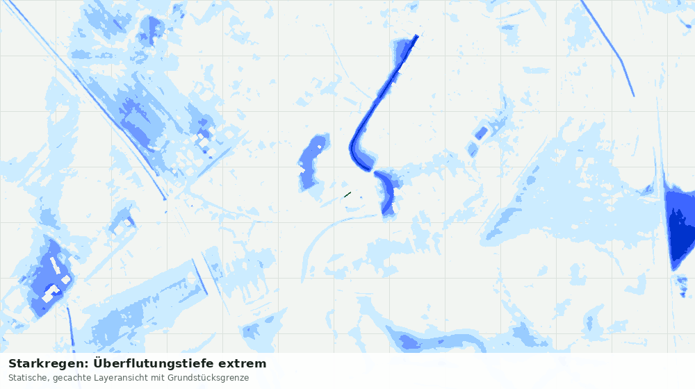 Statische Kartenansicht: Starkregen: Überflutungstiefe extrem