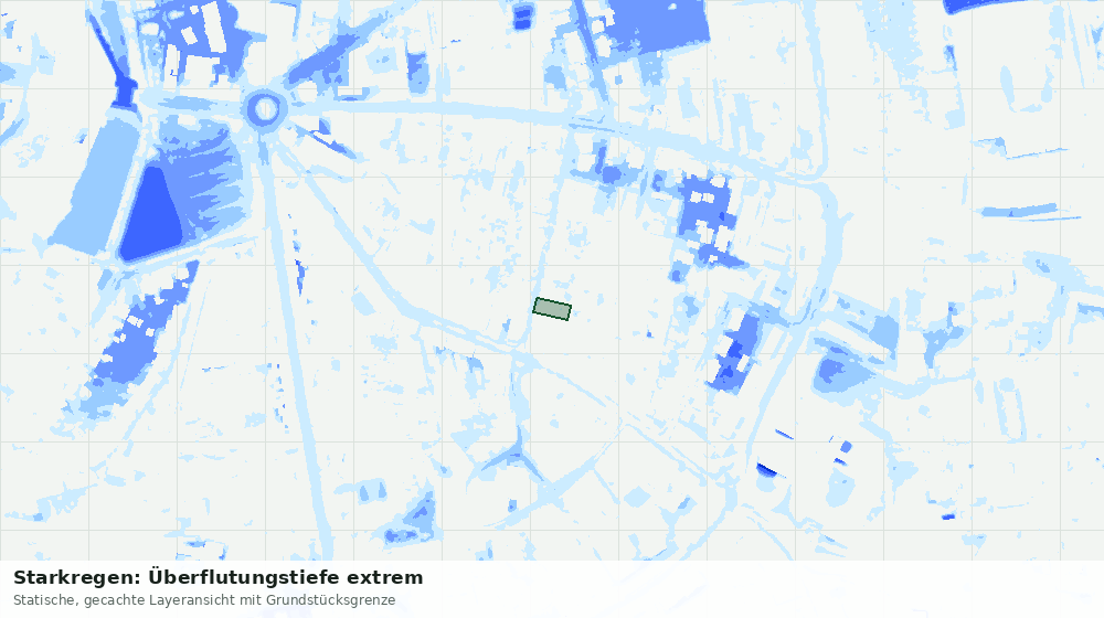 Statische Kartenansicht: Starkregen: Überflutungstiefe extrem