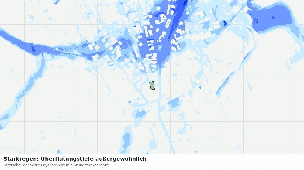 Statische Kartenansicht: Starkregen: Überflutungstiefe außergewöhnlich