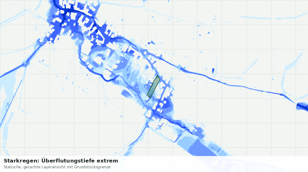 Statische Kartenansicht: Starkregen: Überflutungstiefe extrem