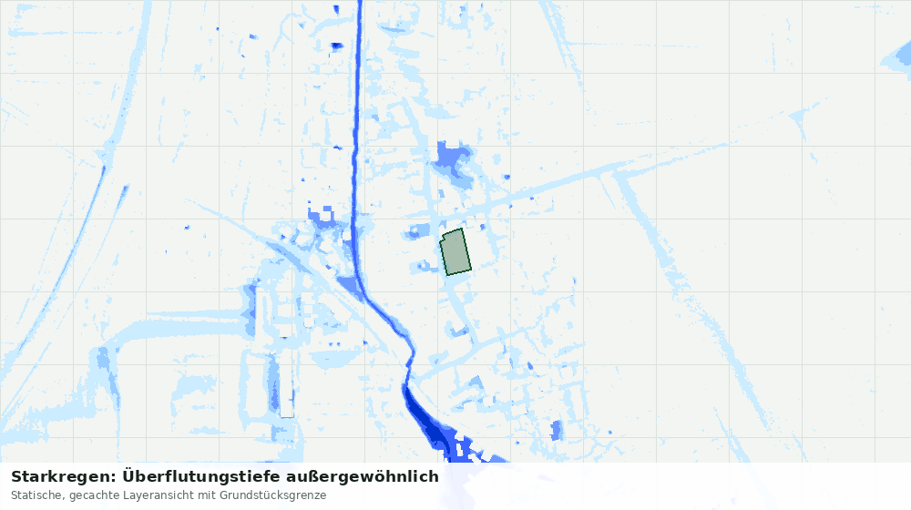Statische Kartenansicht: Starkregen: Überflutungstiefe außergewöhnlich