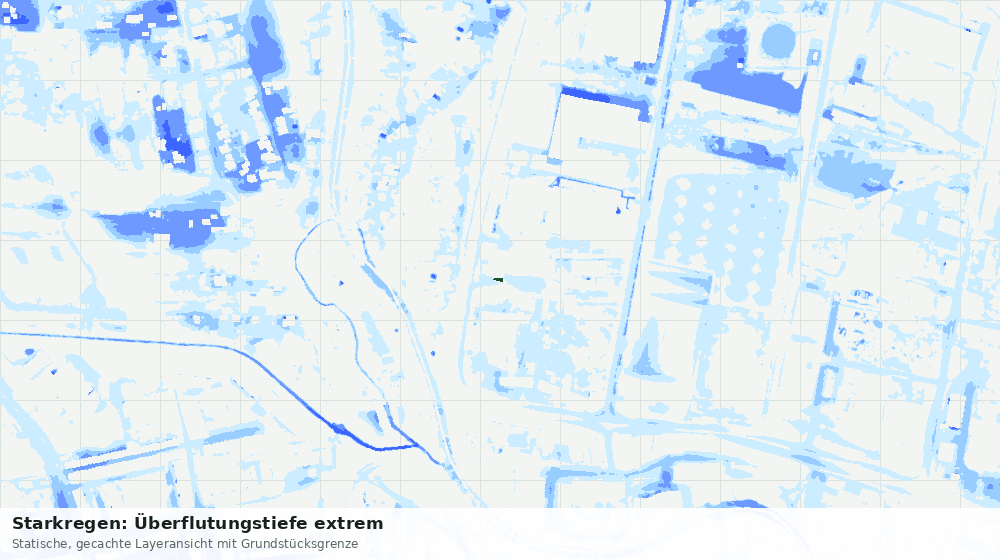 Statische Kartenansicht: Starkregen: Überflutungstiefe extrem